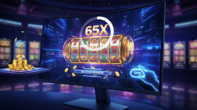 65X Cassino Slots e o Funcionamento do Rollover nos B&ocirc;nus